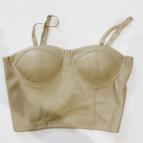 NEW Sincerely Jules cream light tan faux leather bustier - Picture 4 of 6
